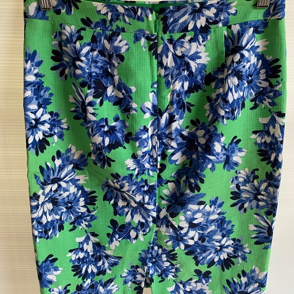 J Crew Womens The Pencil Skirt Green and blue Floral tweed knee length Size 0/6 - Picture 3 of 11